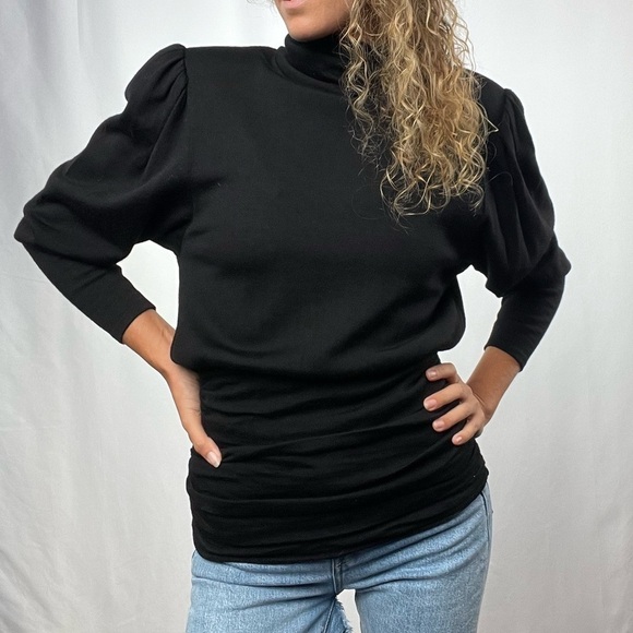 Vintage Valentino Miss V Wool‎ Ruched Turtleneck Sweater in Black Size Small - Picture 1 of 6